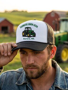 John Deere JD Tractors Farm Machinery Retro Vintage Style Patch Trucker Hat Cap Vintage JOHN DEERE A. Miller Farm Equip Ltd Classic Green  main image 4